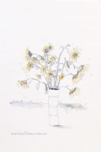 Sunflowers. Botanical art by Gela-Marie Williams